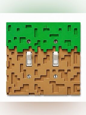 2/$25 3D Printed Minecraft Grass Block Double Light Switch Cover